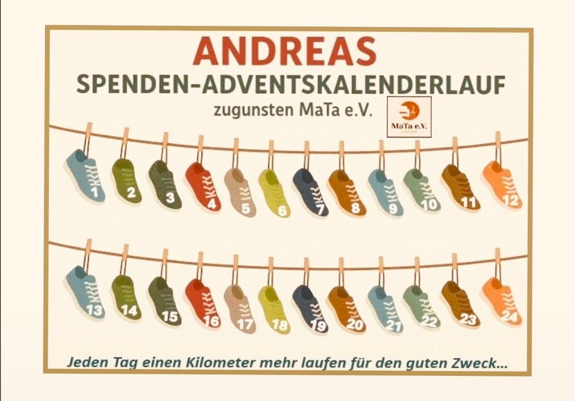 Advent calendar with 24 numbered shoes on a clothesline for a fundraising run.